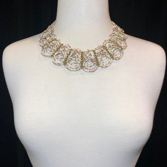 Seed Beads Scalloped Art Bib Multicolor Necklace - Picture 3 of 3